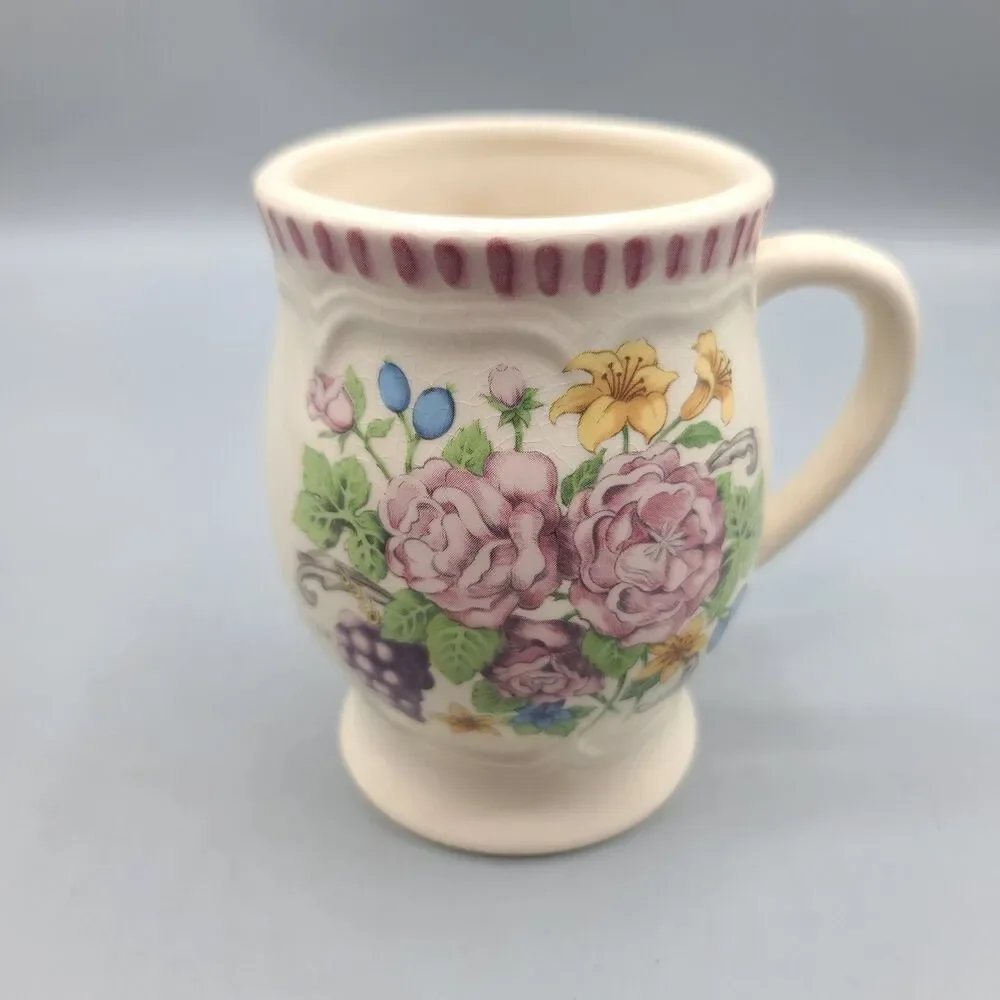 Himark Ceramic Floral Fruit Coffee Tea Mugs Vintage Set Of 2